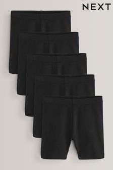 Black 5 Pack Cotton Rich Stretch Cycle Shorts Cherry (3-16yrs) (A05641) | £14 - £26