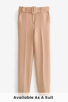 Camel Smart Belted Taper Leg Trousers (A05704) | £45