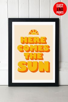 East End Prints Black Here Comes The Sun Print
