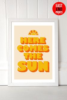East End Prints White Here Comes The Sun Print