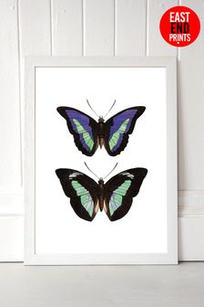East End Prints White Purple Butterfly Print