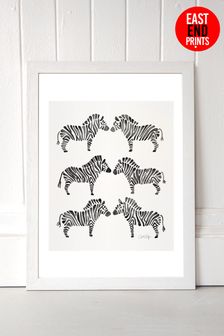 East End Prints White Black Zebras Print