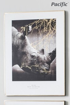 Pacific Black Mono Rhino Print With Black Frame
