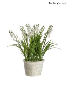 Gallery Direct White Artificial Large Lily Of The Valley In Pot Artificial Flowers