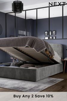 Opulent Velvet Steel Grey Matson Upholstered Ottoman Storage Bed Frame (A07277) | £650 - £850