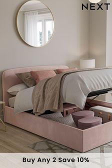 Opulent Velvet Blush Pink Matson Upholstered Ottoman Bed Frame (A07300) | £575 - £775