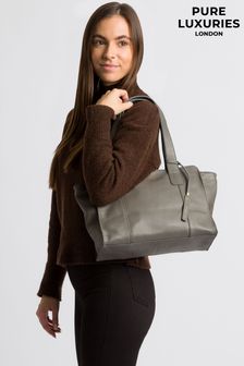 grey leather handbag sale