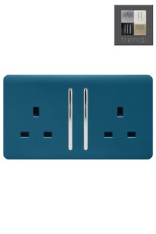 Trendiswitch Blue 2G 13A Blue Plug Socket