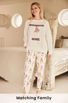 Ecru White Matching Family Womens Gonk Christmas Pyjamas (A08423) | £30