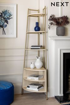 Light Amsterdam Mango Wood Corner Ladder Shelf (A08486) | £475