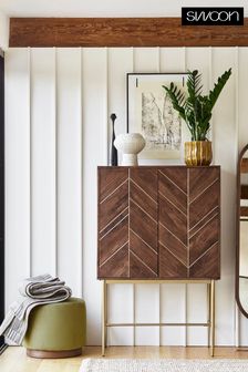 Swoon Dark Klee Acacia Wood Tall Sideboard (A09326) | £899