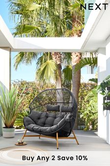 Black Helsinki Outdoor 2 Seat Cocoon Chair (A09526) | £675
