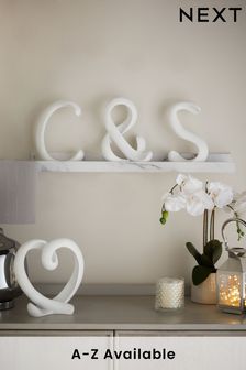 White White Ribbon Monogram Ornament (A09733) | £16
