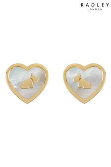 Radley Ladies Sterling Silver 18ct Gold Plated Heart Stud Earrings