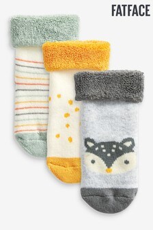 FatFace Baby Crew Towelling Roll Top Socks 3 Pack
