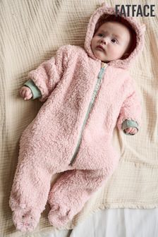 FatFace Baby Pink Crew Cosy Bunny Pramsuit