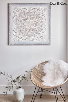 Cox & Cox White White Washed Indra Panel Wall Art