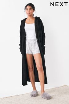 Black Towelling Dressing Gown (A10556) | £40