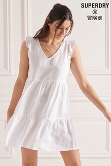 Superdry White Tinsley Tiered Dress
