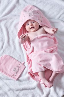 Pink Betty The Bunny Newborn Cotton Hooded Baby Towel (A10845) | £18