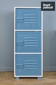 Cabinet with 3 Blue Metal Doors in White By Lloyd Pascal