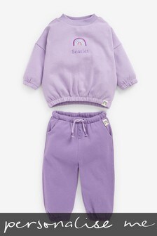 Lilac Purple Personalised Lilac Purple Crew And Joggers Set (A11279) | £16 - £18