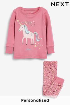 Pink Personalised Unicorn Pyjamas (A11353) | £14 - £17