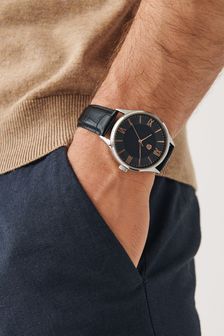Next Black Strap Rose Gold Detail Watch (A12572) | £32