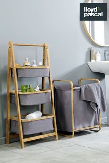 Climate 3 Tier Folding Basket Storage in Grey and Bamboo By Lloyd Pascal (A12726) | £100