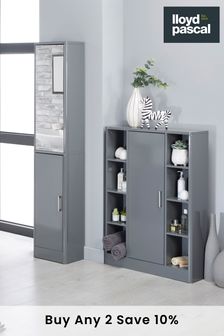 Radium Nouveau Gloss Curved Tallboy with Mirror Door in Grey By Lloyd Pascal (A12728) | £155