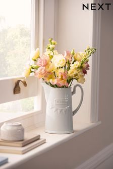 White Pretty Vintage Ceramic Jug Vase