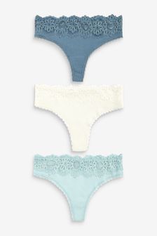 Lace Rib Knickers 3 Pack