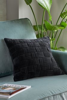 Black Chunky Velvet Weave Cushion