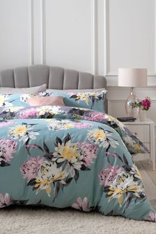 Purple 100% Cotton Reversible Vintage Floral Duvet Cover and Pillowcase Set