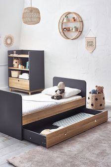 Parker Charcoal and Wood Effect Cot to Toddler Bed Drawer