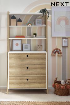 Parker White and Wood Effect Ladder Chest of Drawers