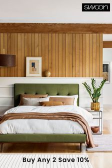 Opulent Velvet Olive Green Swoon Klee Upholstered Bed Frame (A14010) | £525 - £625