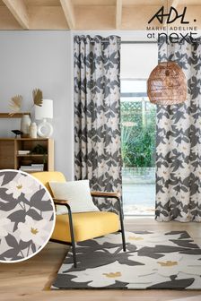 Marie Adeline At Next Grey Magnolia Floral Lined Curtains
