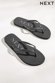 Black Plaited Flip Flop (A14424) | £10
