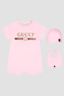 GUCCI Kids Baby Pink Rompersuit