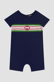GUCCI Kids Baby Navy Rompersuit