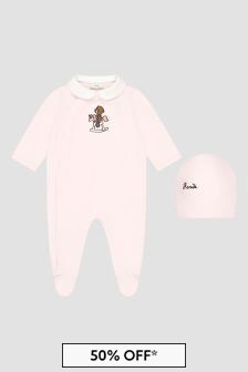 Fendi Kids Baby Girls Pink Sleepsuit Gift Set