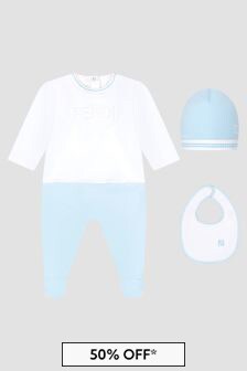 Fendi Kids Baby Boys Blue Sleepsuit Gift Set