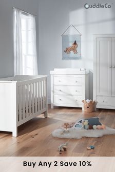 NEW WHITE-BLUE 2in1 COT-BED 120x60 WITH 3-PIECE BEDDING no 19 RRP 149 GBP. 
