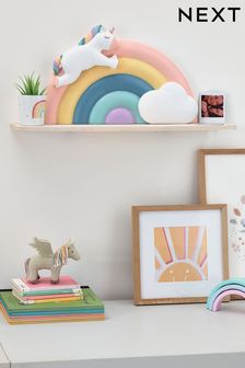 Unicorn Rainbow Pink Hand Painted Wall Shelf