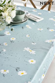 Daisies Wipe Clean Table Cloth With Linen