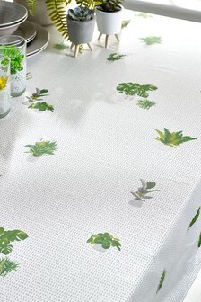 Plants Wipe Clean Table Cloth With Linen