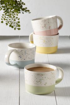 Set of 4 Multi Pastel Pastel Mugs