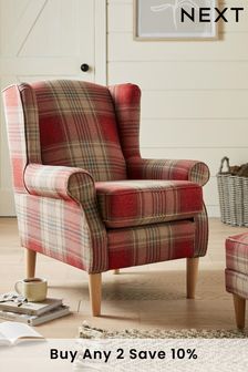 Versatile Check Stirling Red Small Sherlock Armchair