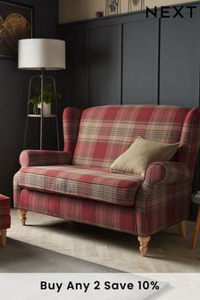 Versatile Check Stirling Red Sherlock Small Sofa (A19418) | £725